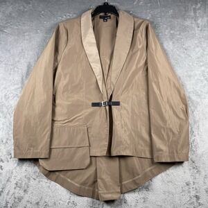 Sun Kim Jacket Womens XL Tan Lightweight Blazer Career Buckle Vienna Parachute